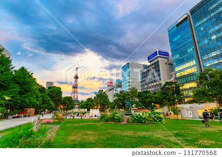 Evening view of Odori Park, Sapporo, Hokkaido 131770568