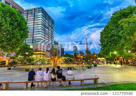 Evening view of Odori Park, Sapporo, Hokkaido 131770580