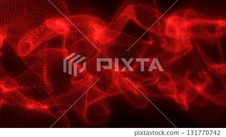 Bright red particles create an energetic digital flow, forming a vivid mesh of dynamic motion and glowing wave structures Bright red particles create an energetic digital flow, forming a vivid mesh of dynamic motion and glowing wave structures 131770742