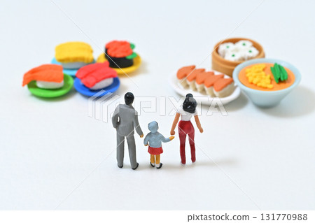 SDGs Food waste Parents and children looking at discarded food SDGs Food waste Parents and children looking at discarded food 131770988