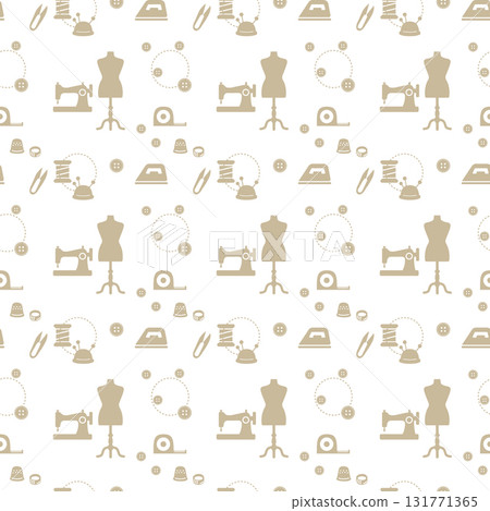 手工/縫紉無縫圖案(簡單、輪廓、米色) 手工/縫紉無縫圖案(簡單、輪廓、米色) 131771365