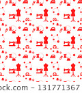 手工/縫紉無縫圖案（簡單、輪廓、紅色） 131771367