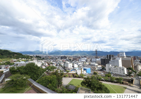 View of Kofu city and mountains from the ruins of Kofu Castle 131771447