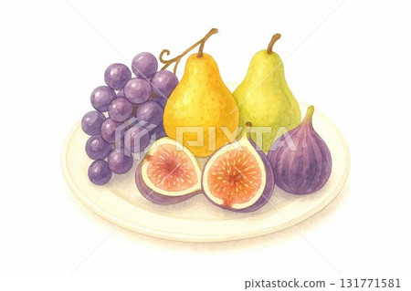 秋季風味插圖集：南瓜、栗子、蘑菇和水果等水彩框架材料 131771581