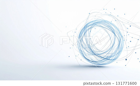 具有線條和粒子的藍色抽象球體設計 131771600