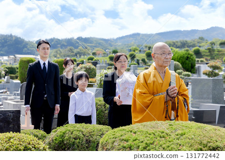 Bereaved family attending the bone-laying ceremony 131772442