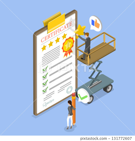 3D Isometric Flat Vector Illustration of Quality Guaranteed, High Standards Control 3D Isometric Flat Vector Illustration of Quality Guaranteed, High Standards Control 131772607