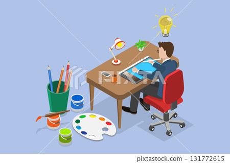 3D Isometric Flat Vector Illustration of Creative Director, Innovative Designer in Creating Process 3D Isometric Flat Vector Illustration of Creative Director, Innovative Designer in Creating Process 131772615