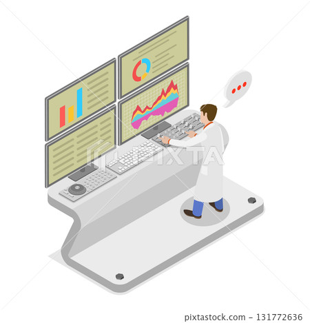 3D Isometric Flat Vector Illustration of Nuclear Energy, Power Generation Plant. Item 1 131772636