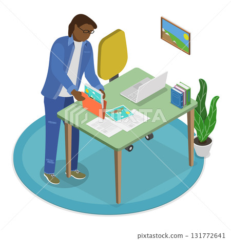 3D Isometric Flat Vector Illustration of Parent-teacher Meeting, Depicting Student-Led Conferences. Item 3 131772641