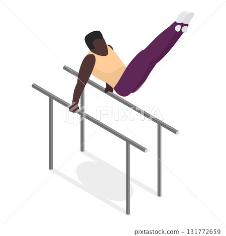 3D Isometric Flat Vector Set of Athletic Gymnastics, Sport Competitions. Item 3 131772659