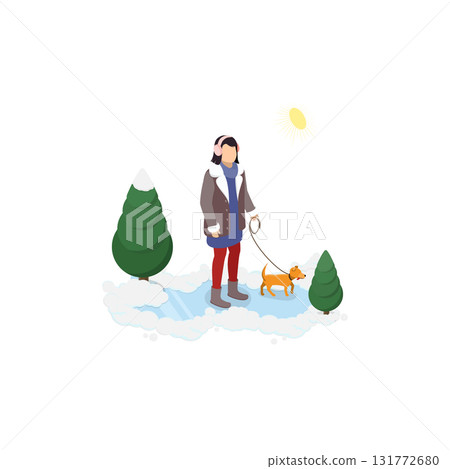 3D Isometric Flat Vector Illustration of Various Weather Conditions, People and Different Seasons. Item 1 131772680