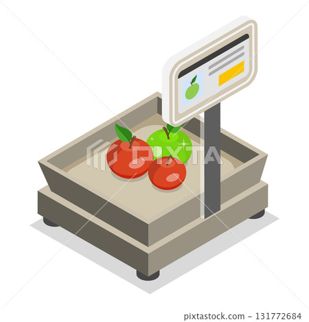 3D Isometric Flat Vector Illustration of Retail Scales, Analog and Digital Devices. Item 1 3D Isometric Flat Vector Illustration of Retail Scales, Analog and Digital Devices. Item 1 131772684
