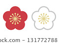 Set of two red and white plum illustrations 131772788
