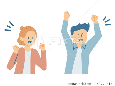 Illustration of people cheering enthusiastically Illustration of people cheering enthusiastically 131772817