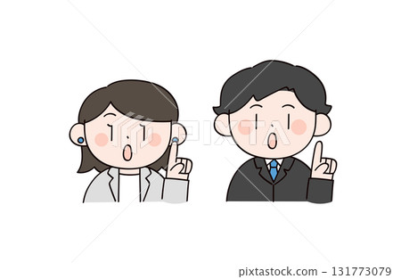 兩名身著西裝的男子和女子解釋 兩名身著西裝的男子和女子解釋 131773079