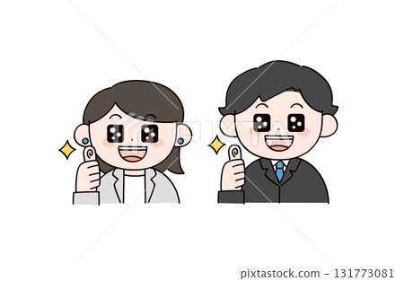 兩個穿著西裝的男人和女人的插圖 131773081