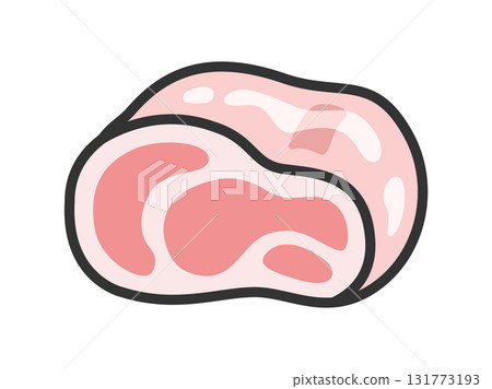 Illustration of raw pork block icon (line drawing color) Illustration of raw pork block icon (line drawing color) 131773193
