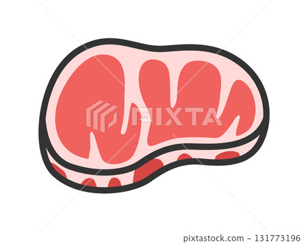 生牛排肉圖示插圖（線條畫顏色） 131773196