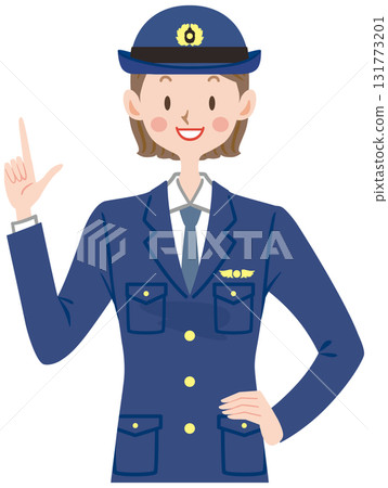 Illustration of a female police officer explaining 131773201