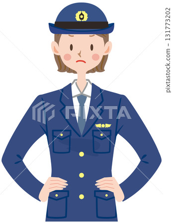 一名女警官警告的插圖 131773202