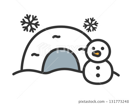 用雪製作的鎌倉圖示（線條畫顏色）的插圖 131773248