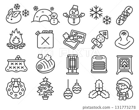 冬季圖示(線條畫)插圖集 冬季圖示(線條畫)插圖集 131773278