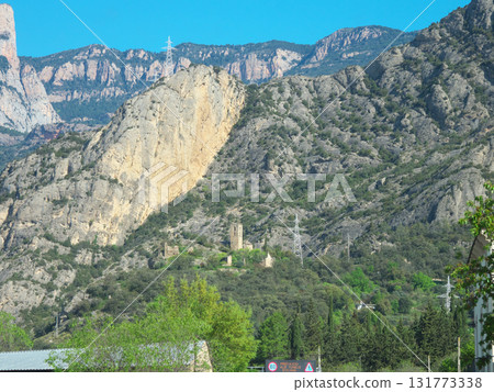 View from the bus heading from Barcelona to Andorra, mountain road, sunny day in May View from the bus heading from Barcelona to Andorra, mountain road, sunny day in May 131773338