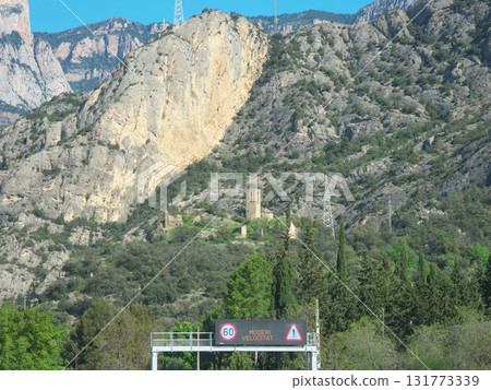 View from the bus heading from Barcelona to Andorra, mountain road, sunny day in May View from the bus heading from Barcelona to Andorra, mountain road, sunny day in May 131773339
