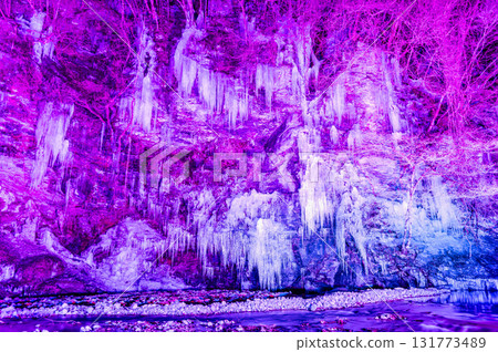 Icicles of Misotsuchi in Chichibu, Saitama, illuminated Icicles of Misotsuchi in Chichibu, Saitama, illuminated 131773489