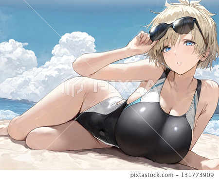 [Summer] Swimsuit woman illustration - Beach (AI-generated image) 131773909