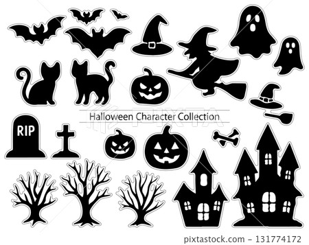 萬聖節剪影字符集 萬聖節剪影字符集 131774172