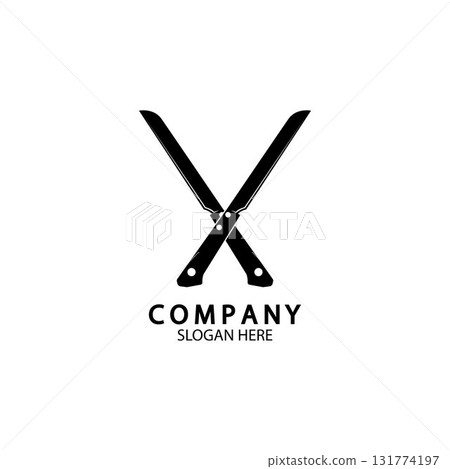 The crossed knives icon. Knife and chef, kitchen symbol. Flat illustration 131774197