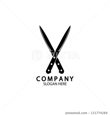 The crossed knives icon. Knife and chef, kitchen symbol. Flat illustration 131774269