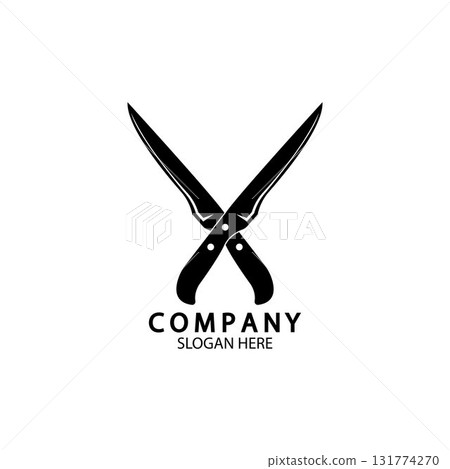 The crossed knives icon. Knife and chef, kitchen symbol. Flat illustration 131774270