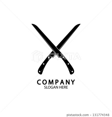 The crossed knives icon. Knife and chef, kitchen symbol. Flat illustration 131774348