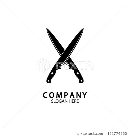 The crossed knives icon. Knife and chef, kitchen symbol. Flat illustration The crossed knives icon. Knife and chef, kitchen symbol. Flat illustration 131774360