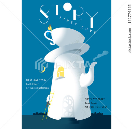 Teapot House - Woman Waiting for Her Lover - Flat Illustration - Novel Cover, Design Template, Vector Illustration 2 131774365