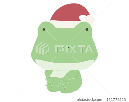 Frog wearing a Santa hat 131774613
