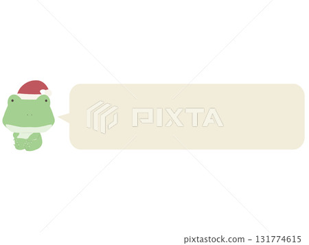Frog wearing a Santa hat. With speech bubble. 131774615