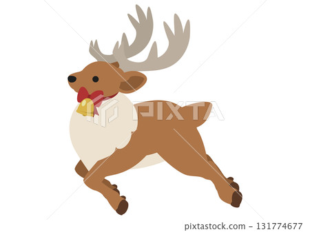 Cute vector illustration of a running reindeer (Christmas ribbon bell) Cute vector illustration of a running reindeer (Christmas ribbon bell) 131774677