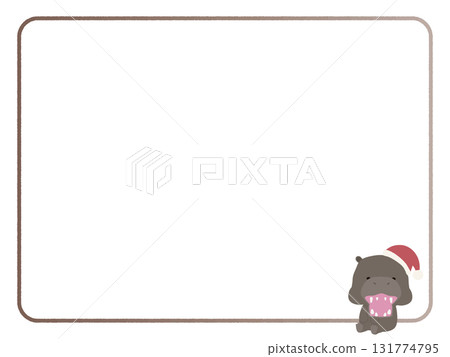 Smiling hippopotamus frame wearing a Santa hat Smiling hippopotamus frame wearing a Santa hat 131774795