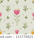Cute Ditsy Floral Seamless Pattern. Brightly color 131774825