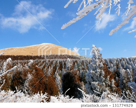 Mount Kishima and blue sky in winter (Mount Aso, Kumamoto Prefecture) Mount Kishima and blue sky in winter (Mount Aso, Kumamoto Prefecture) 131774929