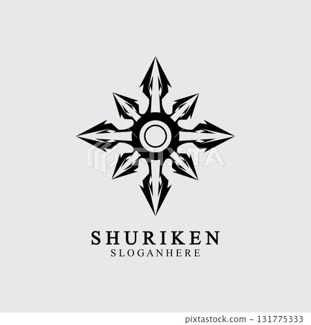 ninja shuriken black solid icon modern design, isolated on white background. flat style for graphic design template. suitable for logo, web, UI, mobile app. vector illustration 131775333