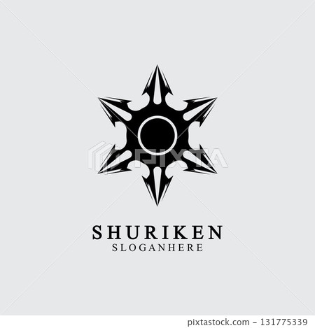 ninja shuriken black solid icon modern design, isolated on white background. flat style for graphic design template. suitable for logo, web, UI, mobile app. vector illustration 131775339