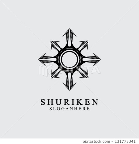 ninja shuriken black solid icon modern design, isolated on white background. flat style for graphic design template. suitable for logo, web, UI, mobile app. vector illustration 131775341