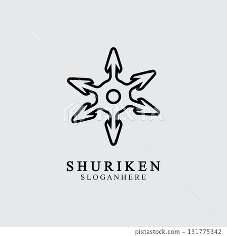 ninja shuriken black solid icon modern design, isolated on white background. flat style for graphic design template. suitable for logo, web, UI, mobile app. vector illustration 131775342