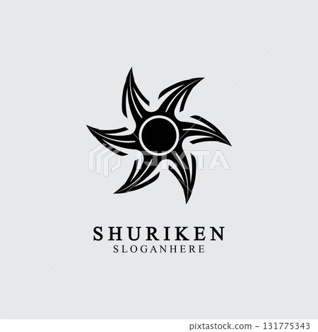 ninja shuriken black solid icon modern design, isolated on white background. flat style for graphic design template. suitable for logo, web, UI, mobile app. vector illustration 131775343