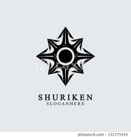 ninja shuriken black solid icon modern design, isolated on white background. flat style for graphic design template. suitable for logo, web, UI, mobile app. vector illustration 131775345